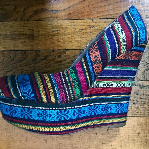 Vintage Steve Madden•Pammy Tribal Woven Wedges•Sz  7.5 - Picture 5 of 7